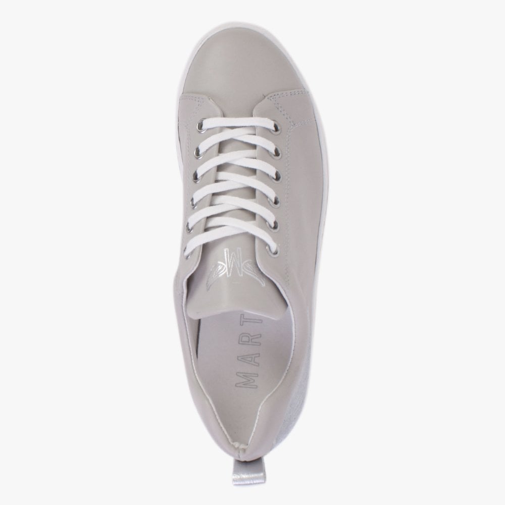 Angels Ease Grey Leather Silver Wing Trainers