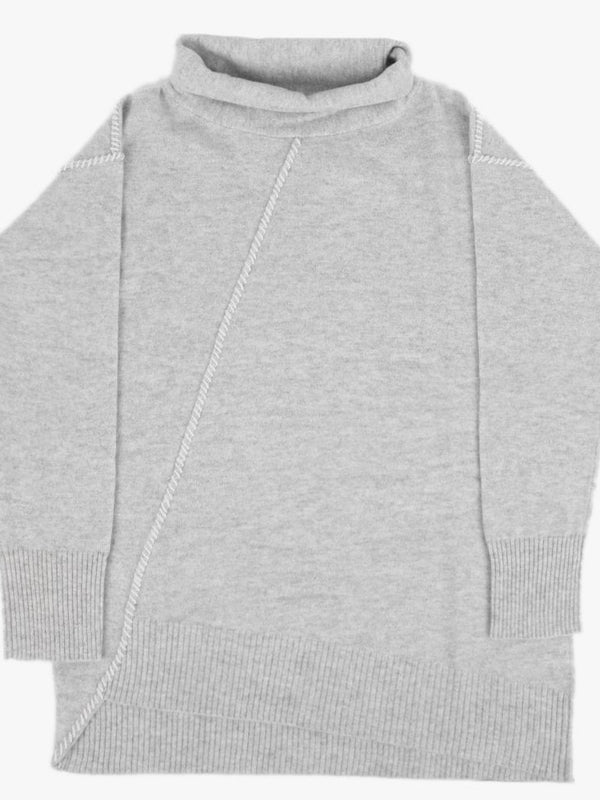 Cashmere Foggy Snow Asymmetric Sweater