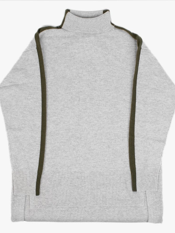 Cashmere Foggy & Khaki Boyfriend Polo Neck Sweater