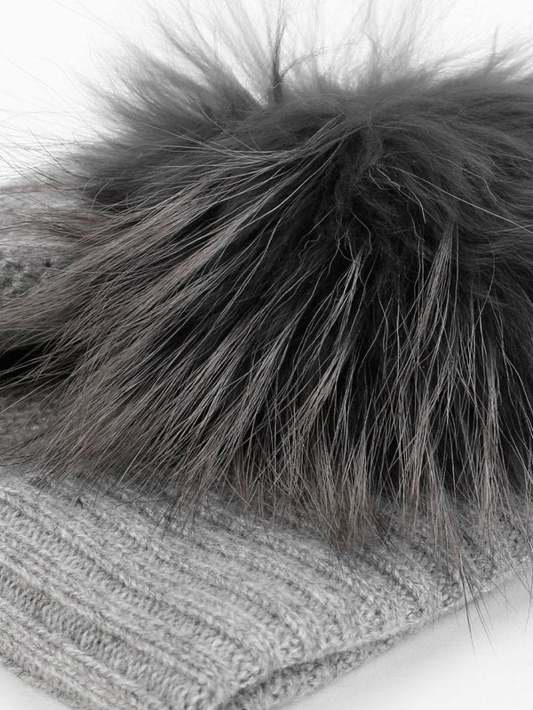 Cashmere Foggy Slouch Pom Pom Beanie