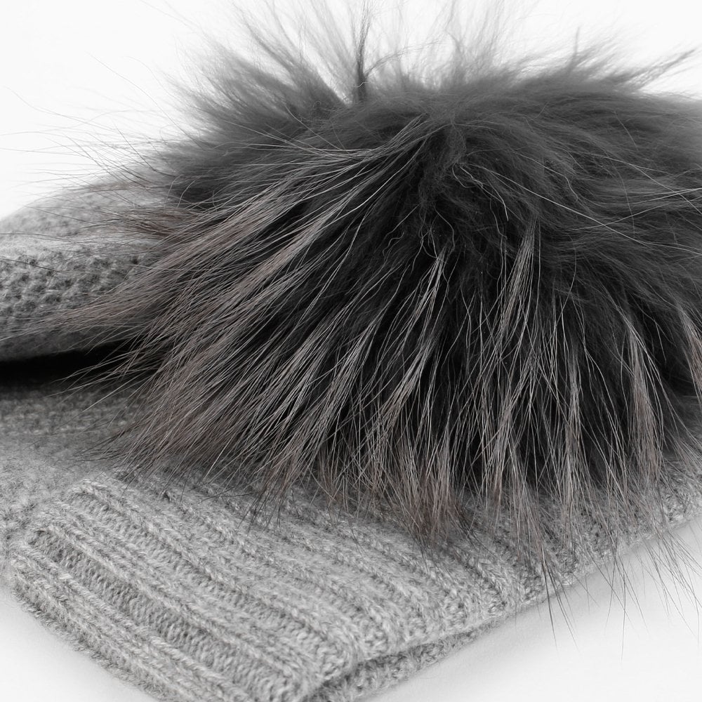 Cashmere Foggy Slouch Pom Pom Beanie