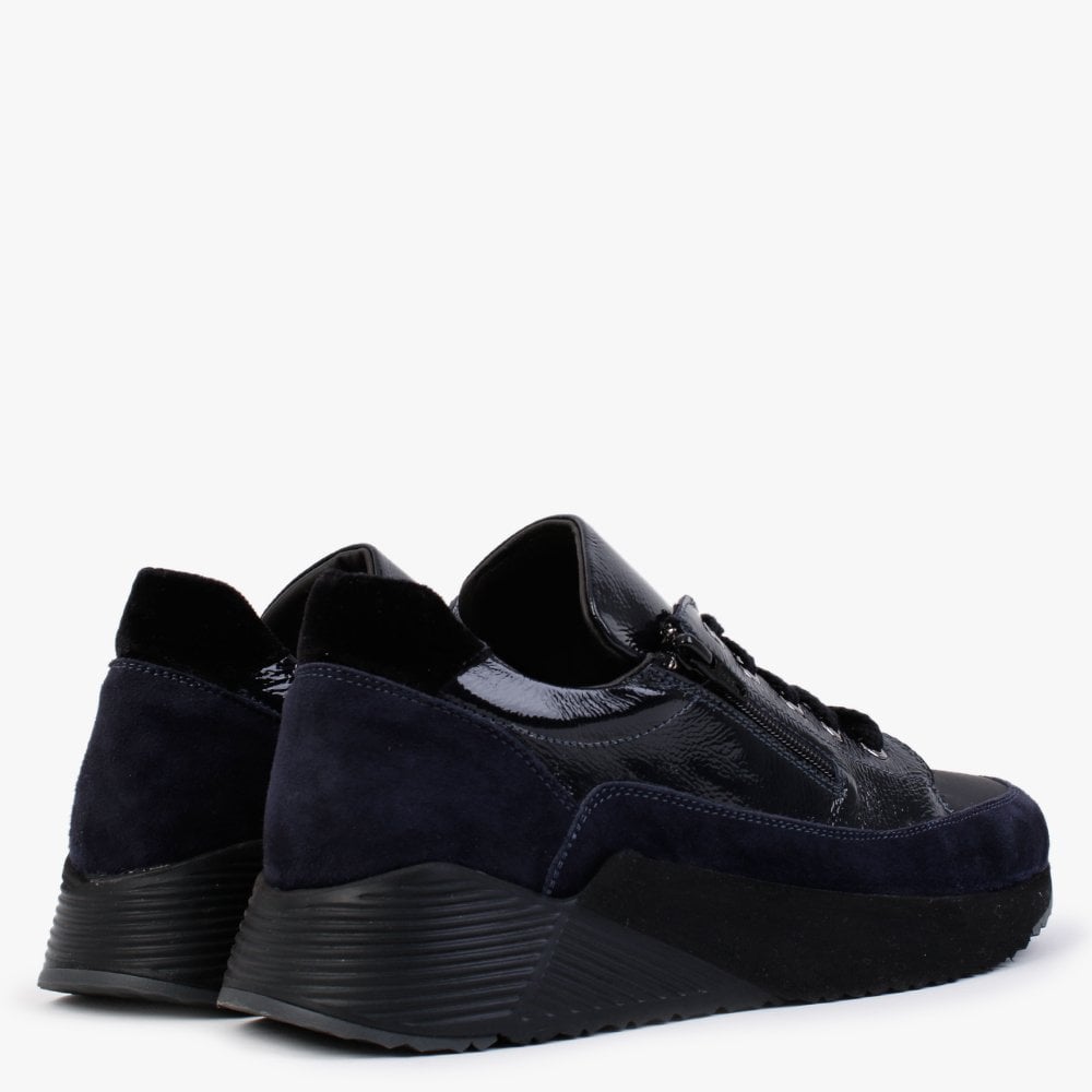 Cinzia Navy Patent Leather & Suede Trainers