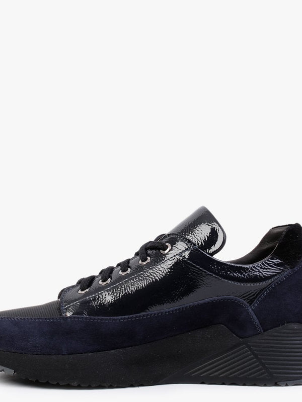 Cinzia Navy Patent Leather & Suede Trainers