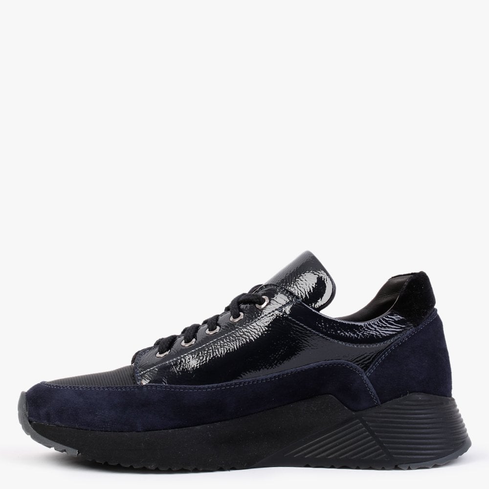 Cinzia Navy Patent Leather & Suede Trainers
