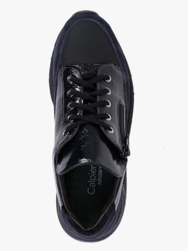 Cinzia Navy Patent Leather & Suede Trainers