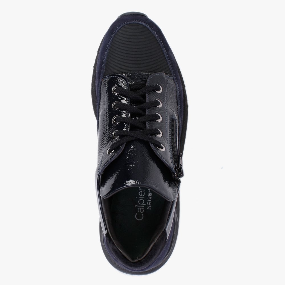 Cinzia Navy Patent Leather & Suede Trainers