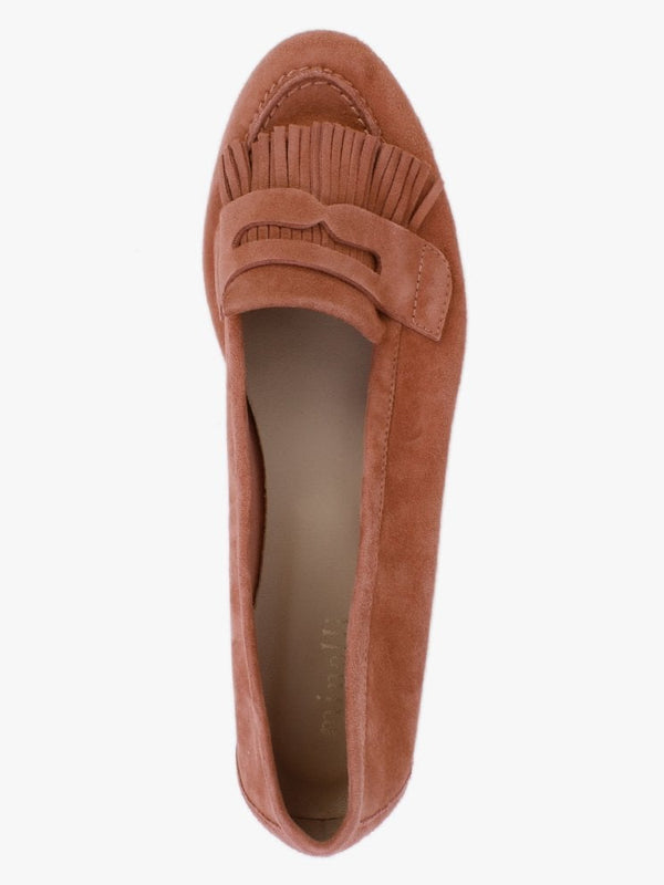 Red Suede Fringed Loafers