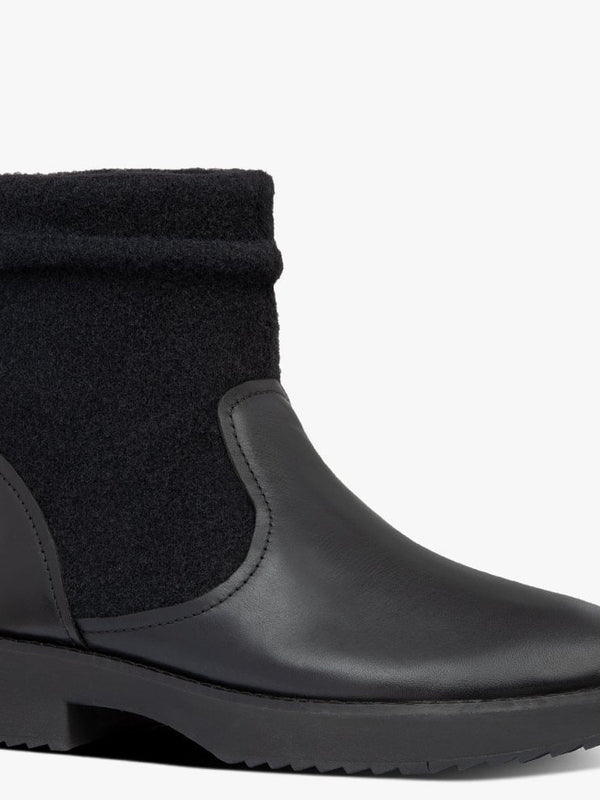 Nisse Mixte All Black Leather & Wool Ankle Boots