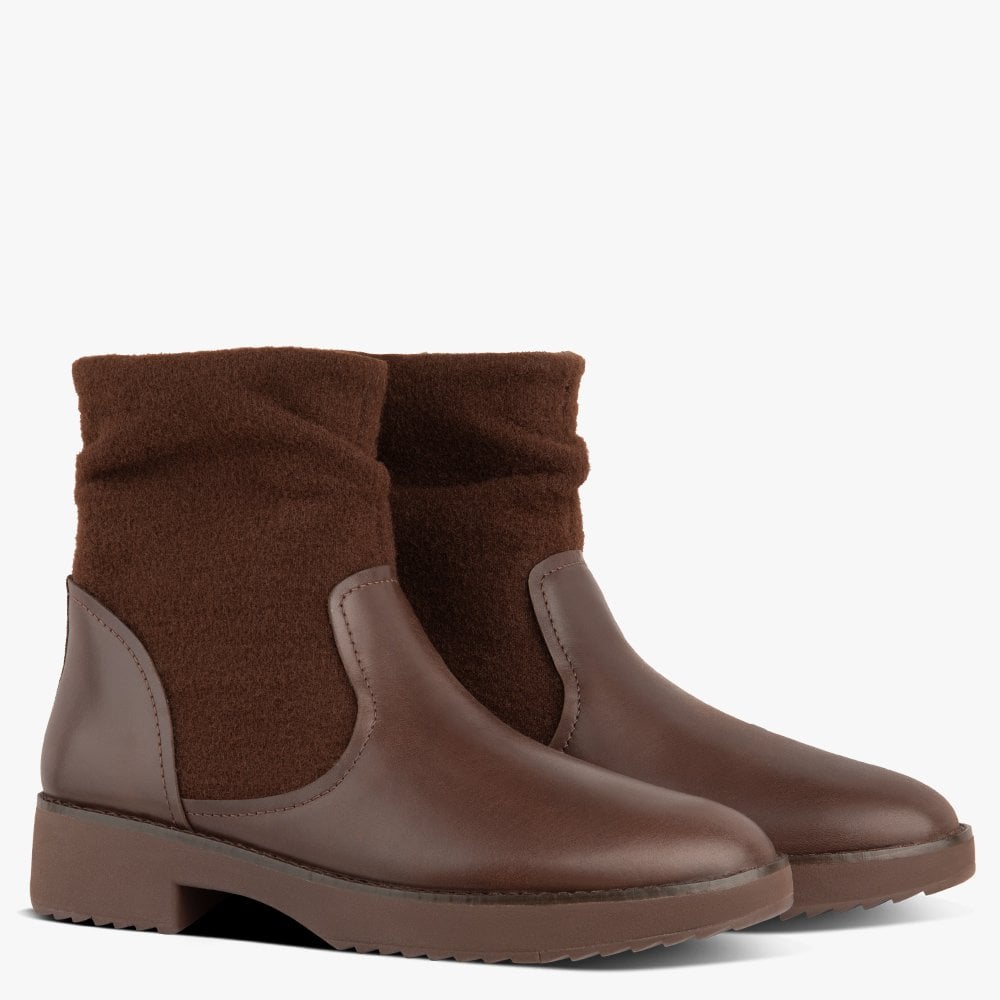 Nisse Mixte Chocolate Brown Leather & Wool Ankle Boots