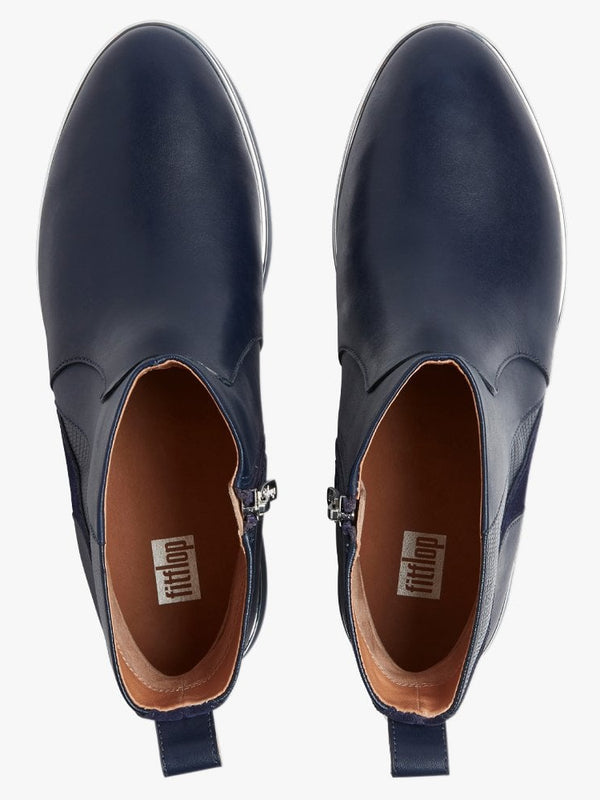 Salma Lizard Embossed Maritime Blue Leather Ankle Boots