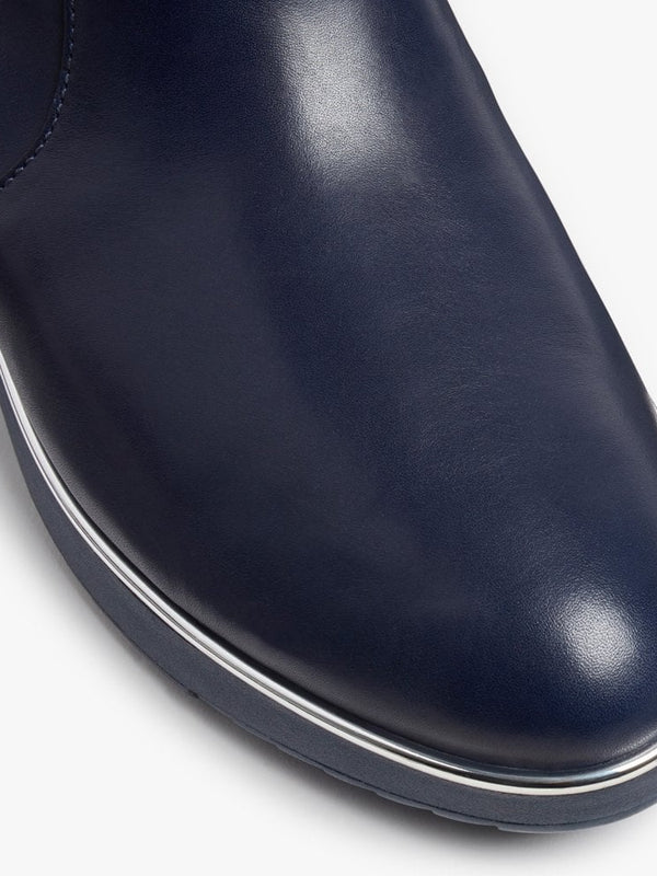 Salma Lizard Embossed Maritime Blue Leather Ankle Boots