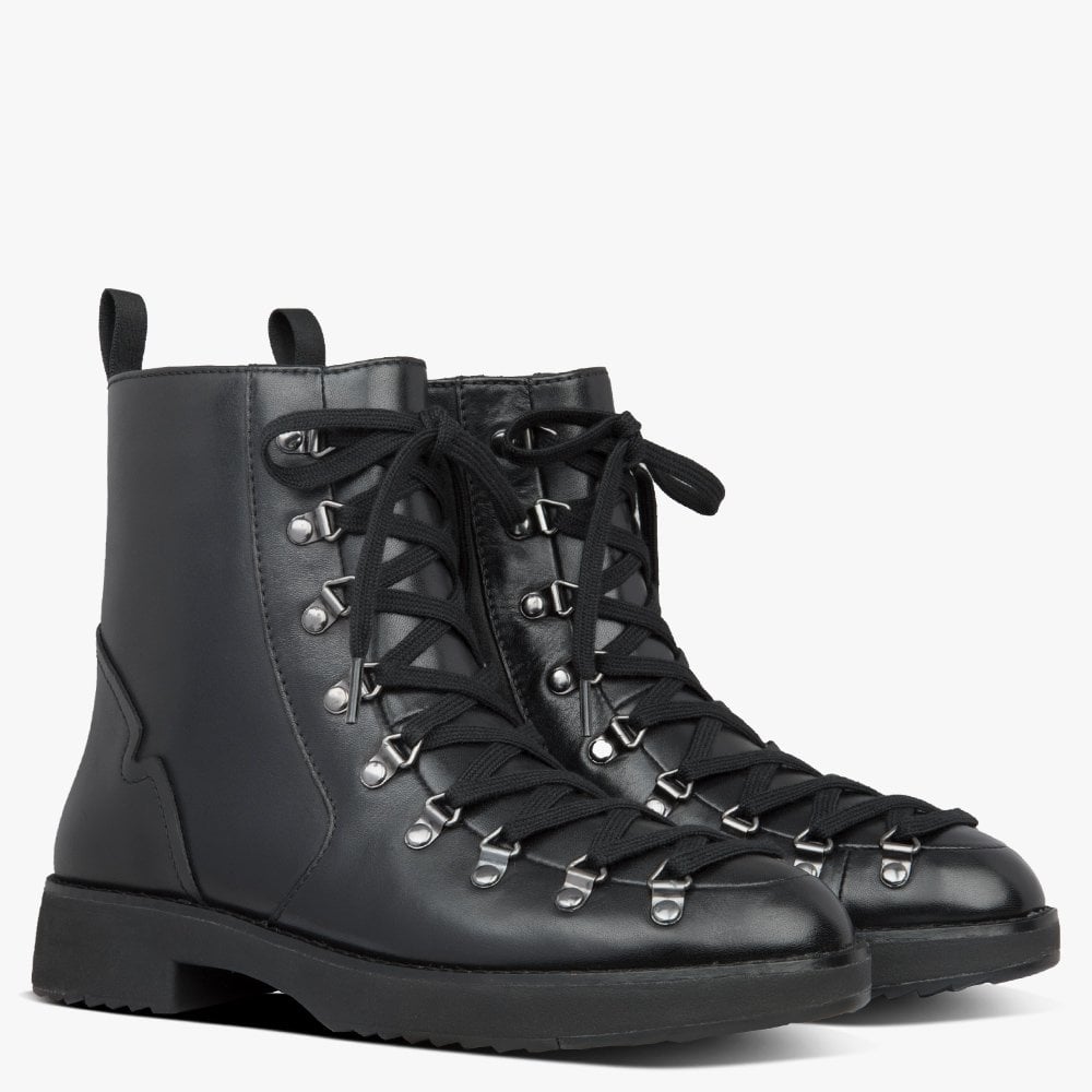Skandi All Black Leather Ankle Boots