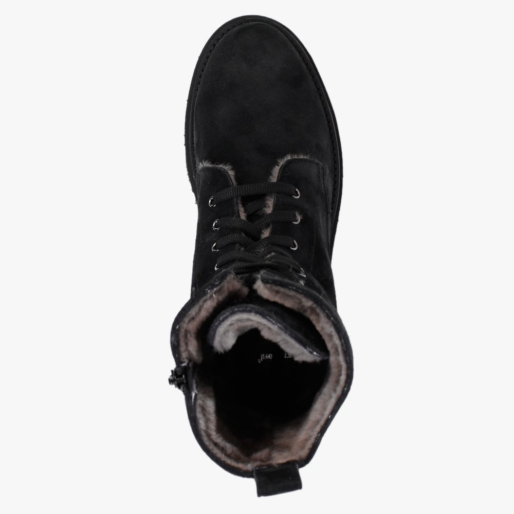 Black Suede Shearling Lined Calf Boots
