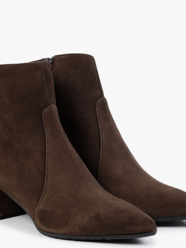 Brown Suede Pointed Toe Ankle Boots