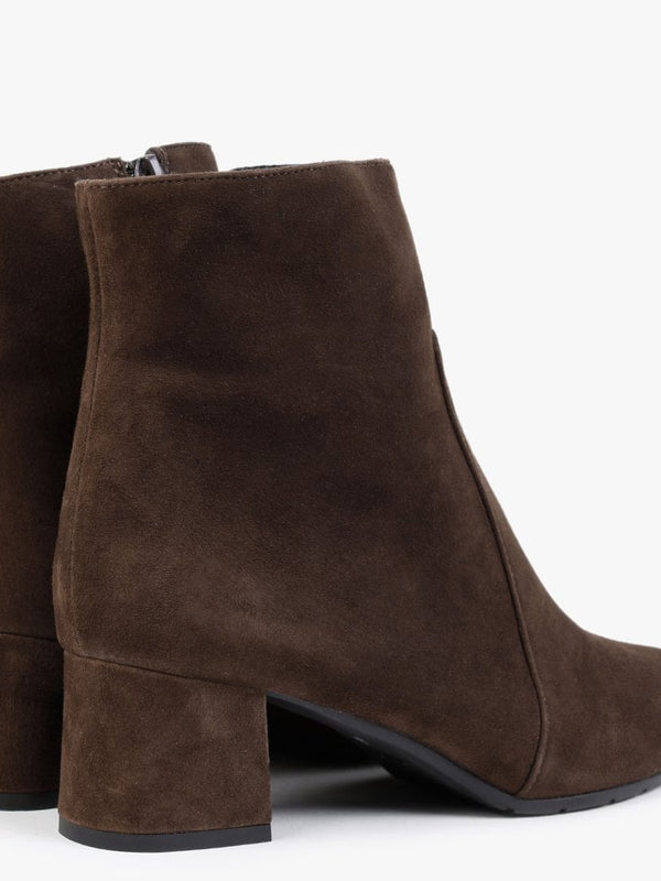 Brown Suede Pointed Toe Ankle Boots