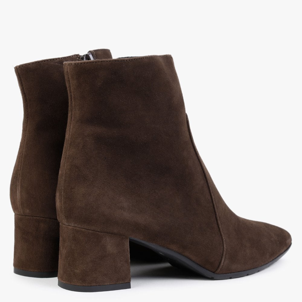 Brown Suede Pointed Toe Ankle Boots