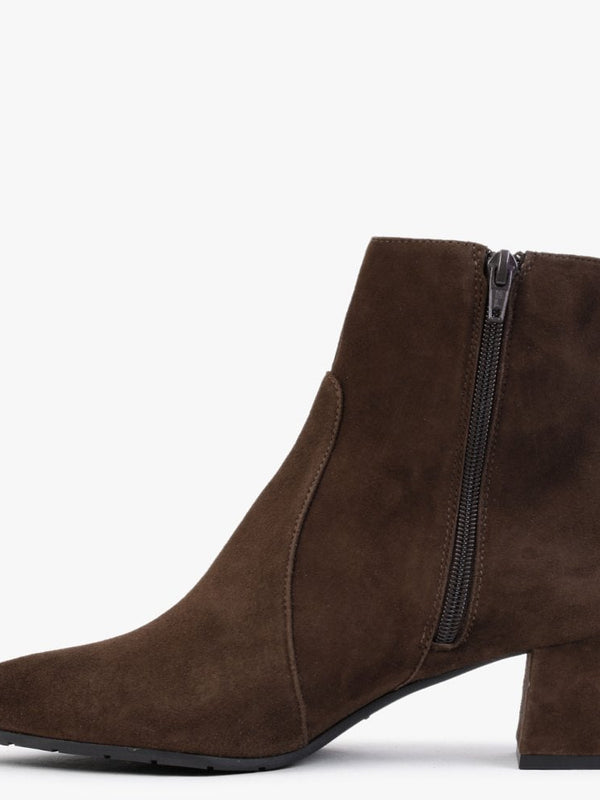 Brown Suede Pointed Toe Ankle Boots