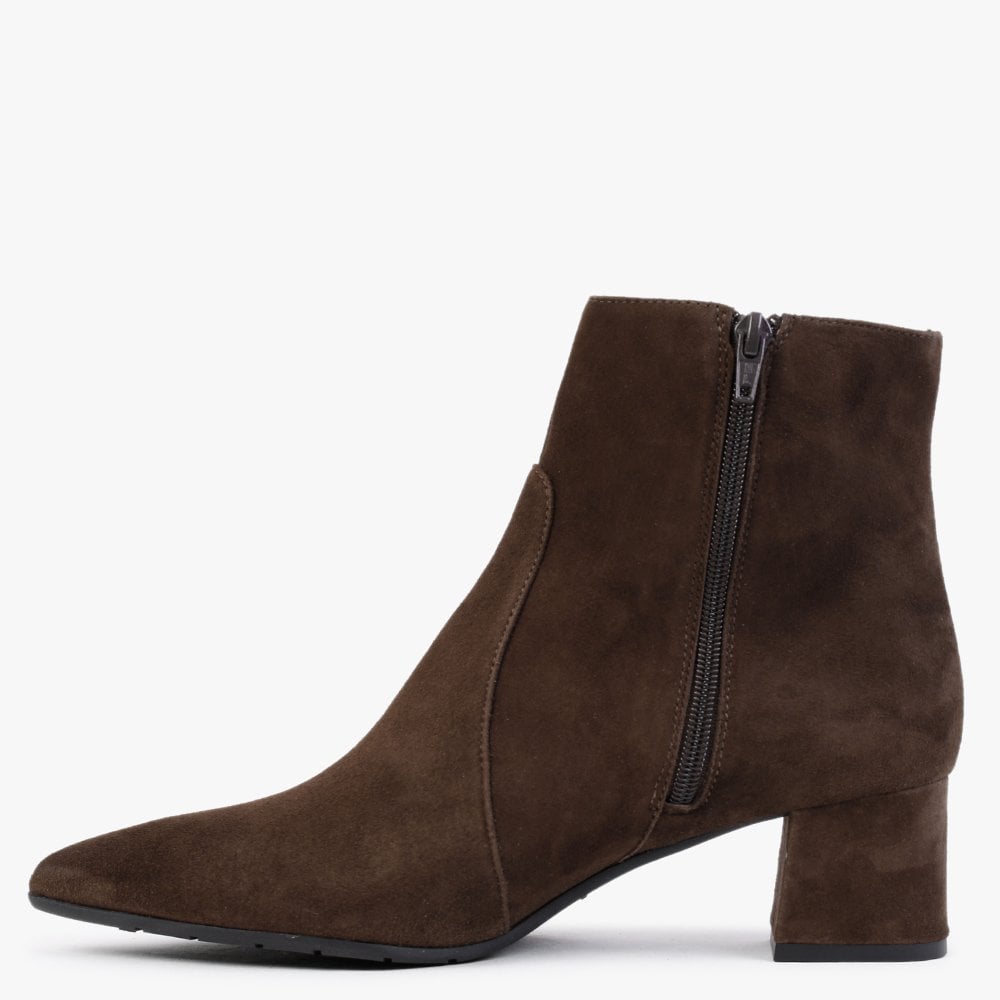 Brown Suede Pointed Toe Ankle Boots