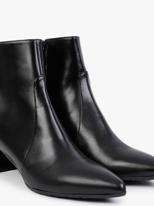 Black Leather Pointed Toe Ankle Boots