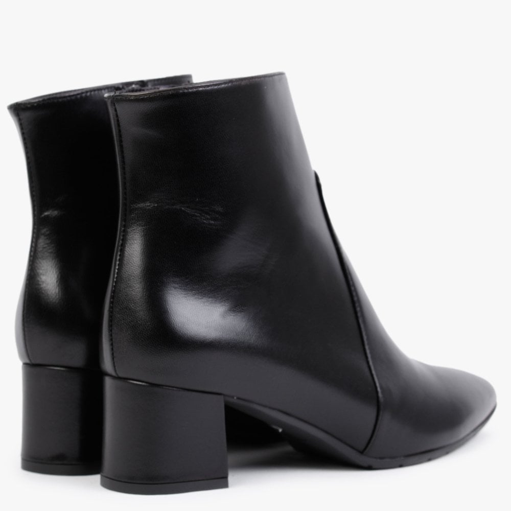 Black Leather Pointed Toe Ankle Boots