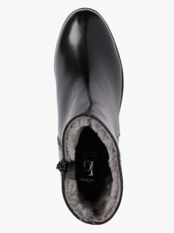Black Leather Shearling Ankle Boots
