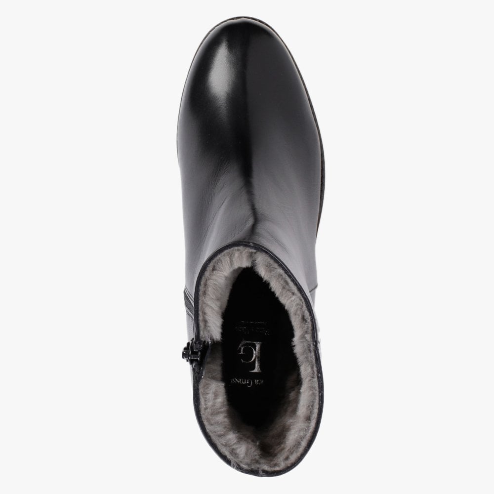 Black Leather Shearling Ankle Boots