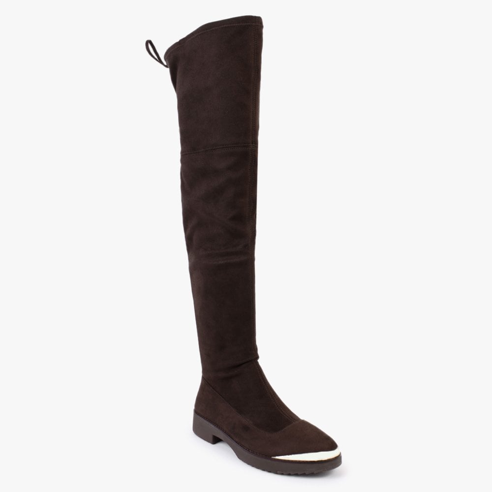 Cosema Stretch Brown Over The Knee High Boots