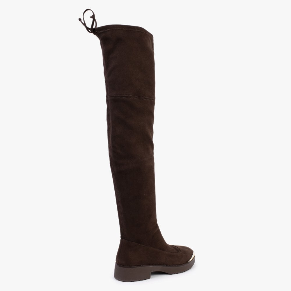 Cosema Stretch Brown Over The Knee High Boots
