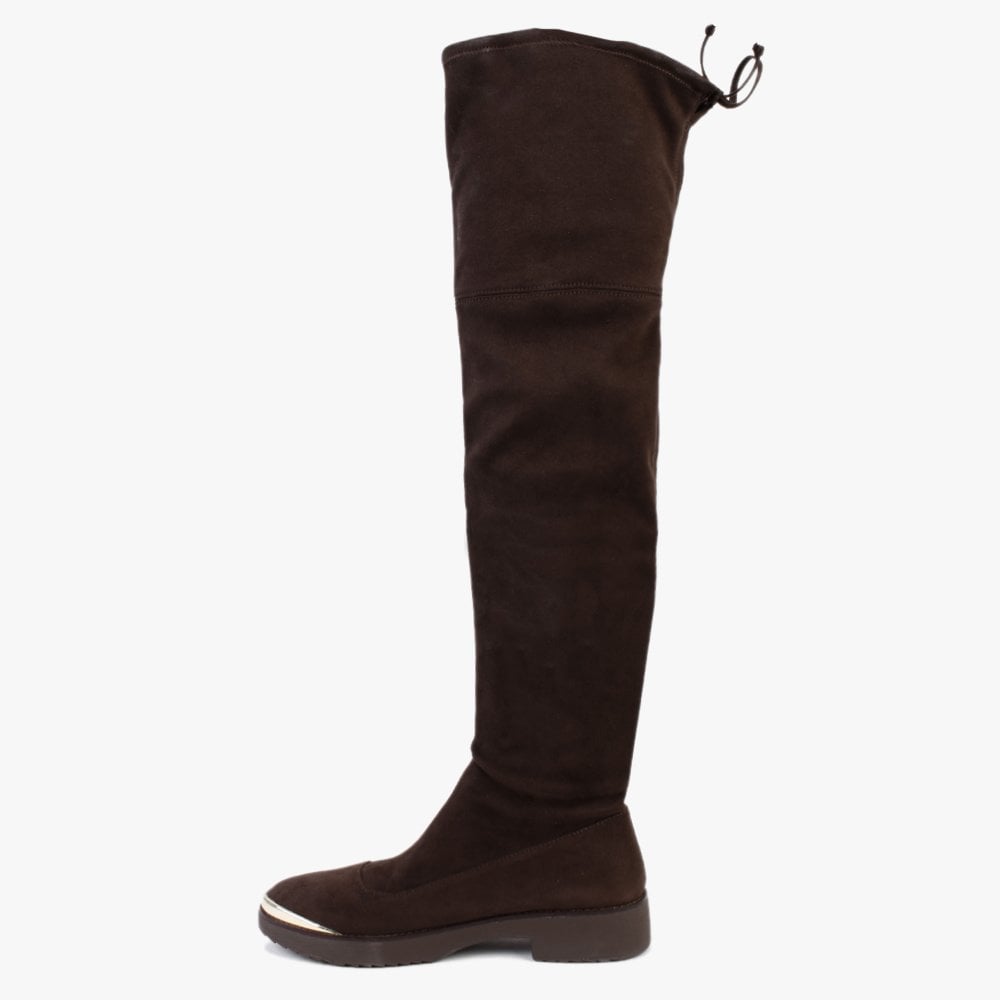 Cosema Stretch Brown Over The Knee High Boots