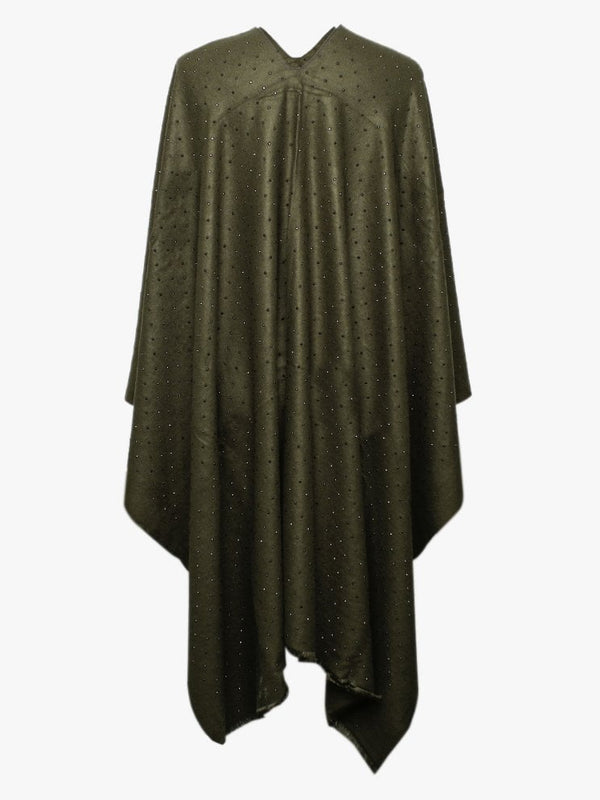 Khaki Super Soft Jewelled Cape