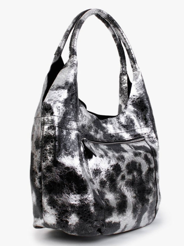 Silver & Black Metallic Shoulder Bag