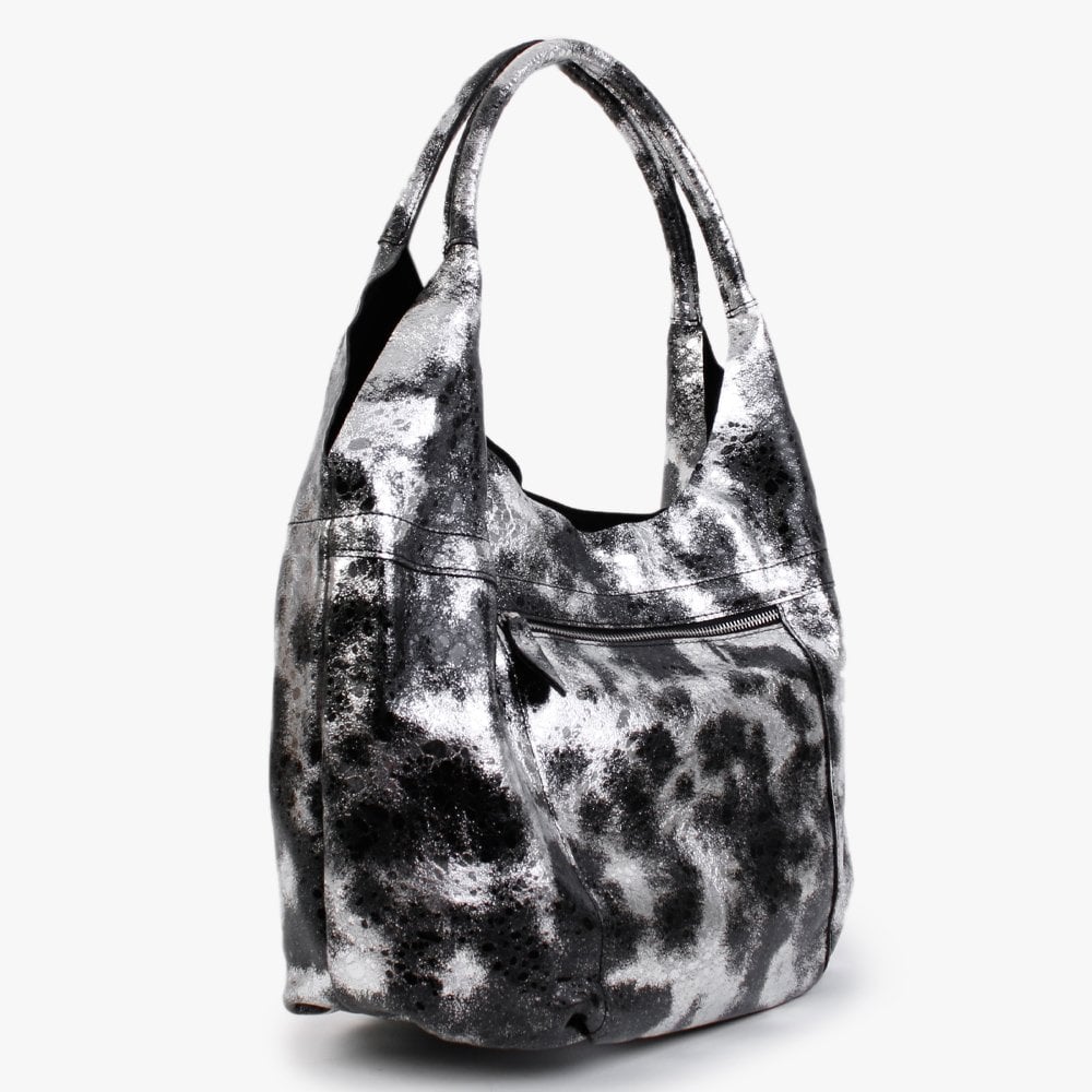 Silver & Black Metallic Shoulder Bag