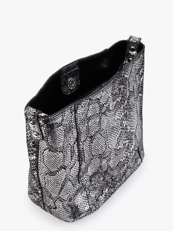 Black Reptile Leather Shoulder Bag