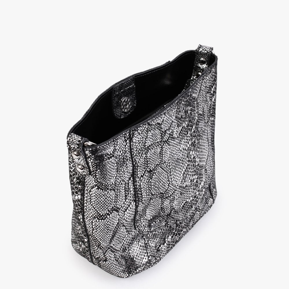Black Reptile Leather Shoulder Bag