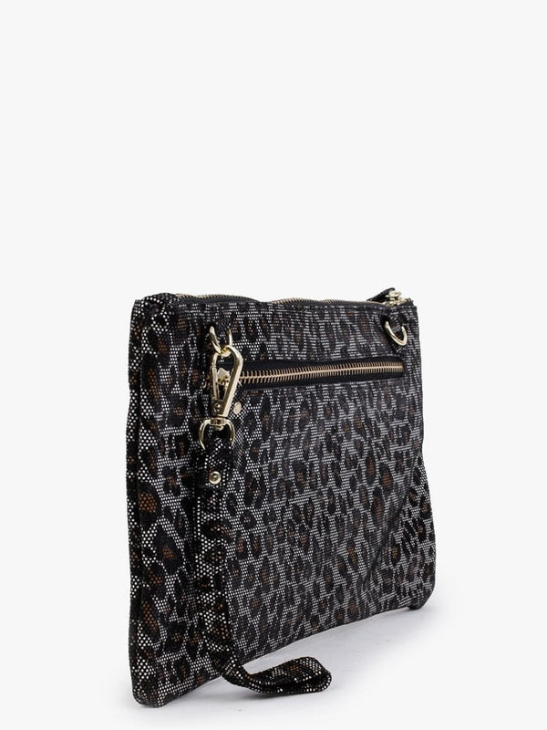 Leopard Leather Clutch Bag
