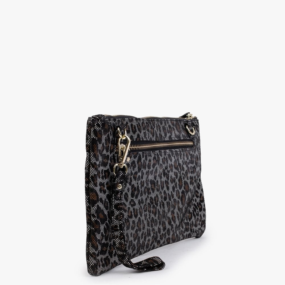 Leopard Leather Clutch Bag