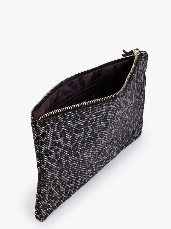 Leopard Leather Clutch Bag