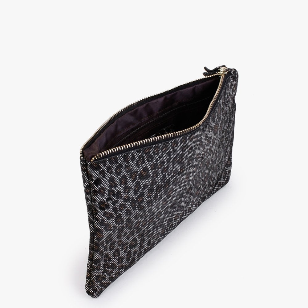 Leopard Leather Clutch Bag