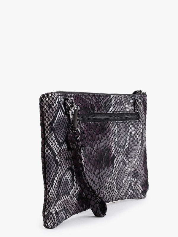 Purple Reptile Leather Clutch Bag