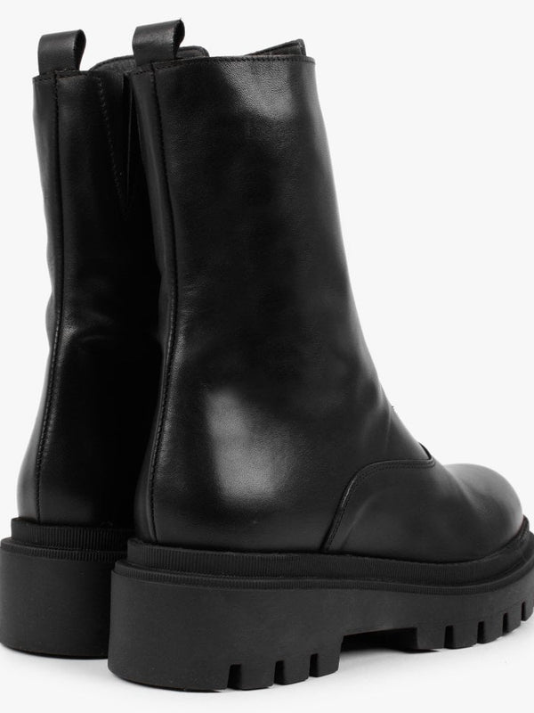 Imina Black Leather Ankle Boots