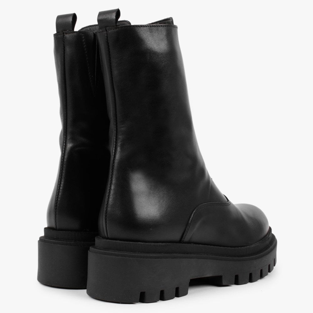 Imina Black Leather Ankle Boots