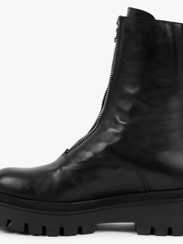 Imina Black Leather Ankle Boots