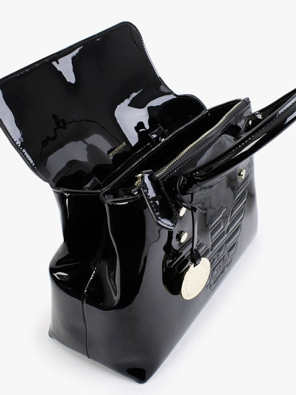 Eagle Black Patent Tote Bag