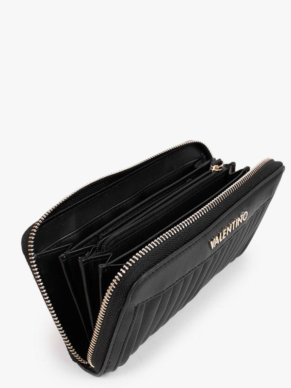 Abete Black Quilted Zip Around Wallet
