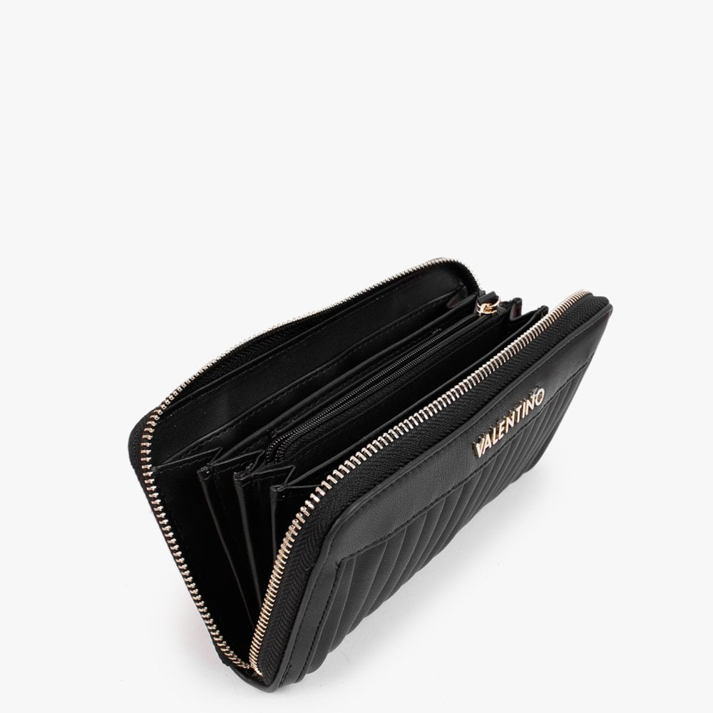 Abete Black Quilted Zip Around Wallet