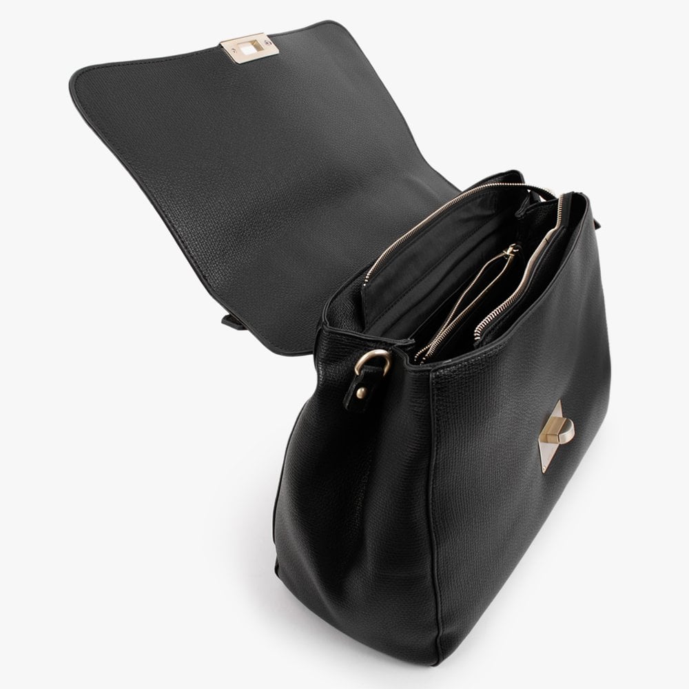 Linden Black Pebbled Satchel Bag