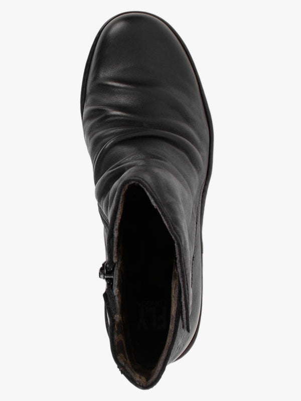 Brom Black Leather Wedge Ankle Boots