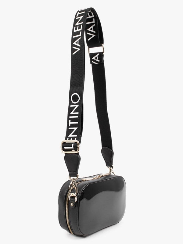 Sabel Haversack Black Patent Cross-Body Bag