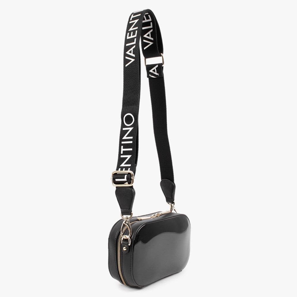 Sabel Haversack Black Patent Cross-Body Bag