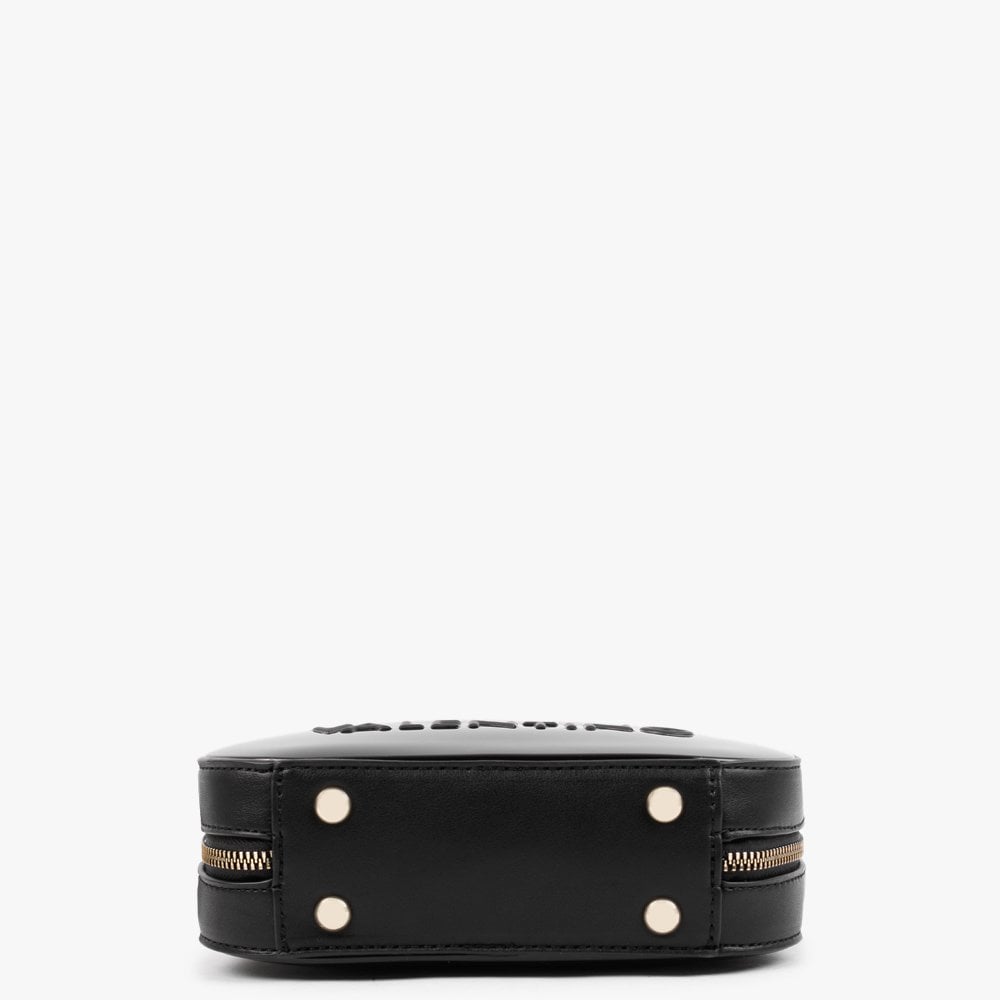 Sabel Haversack Black Patent Cross-Body Bag